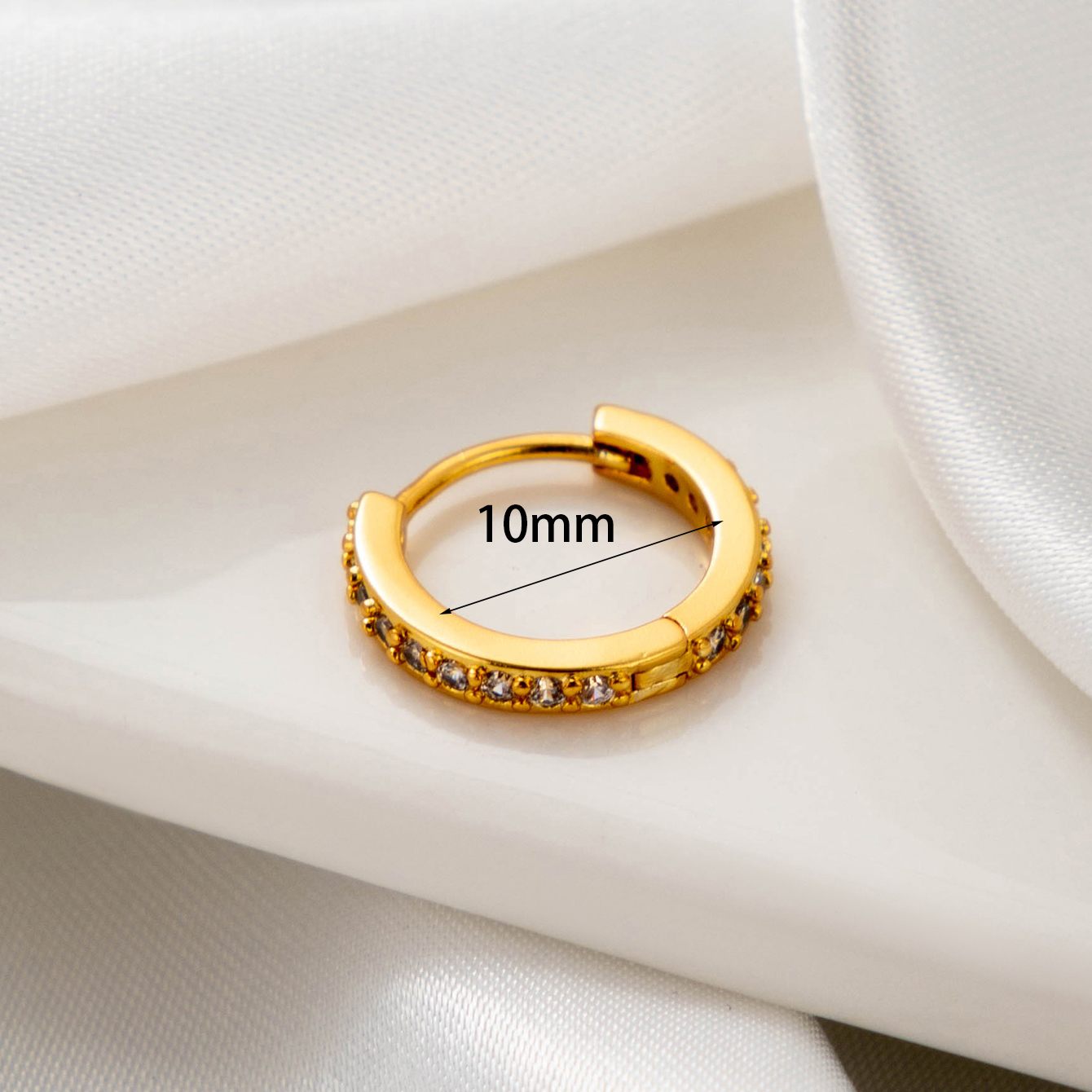 1 Piece Simple Series Simple Geometric Copper  Gold Color Material Zircon Women's Hoop Earrings h5 